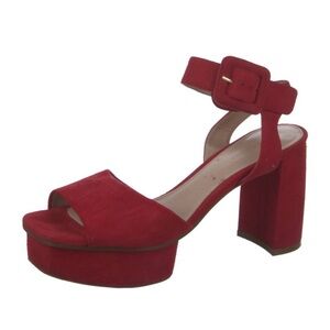 Stuart Weitzman Red Suede Sandals 7.5 38